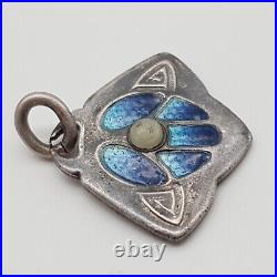 Art Nouveau 800 Pendentif en Argent Émaillé Breloque. (105)