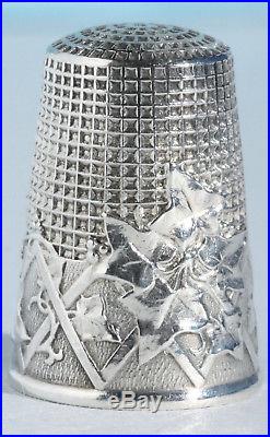 Art Nouveau ARGENT ancien dé à coudre Antique silver Thimble ivy fingerhut set