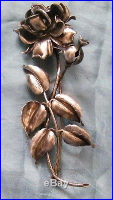 Art Nouveau-Grande broche fleur argent sterling poincons par J. Heim Nancy, n°722