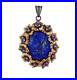Art-Nouveau-Or-Rose-Floral-Lapis-Lazuli-Pendentif-Solide-925-Argent-Noir-Rhodium-01-og