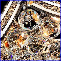 Art déco lustres 6 Light Pendant Plafonniers boules cristal voile métal argenté