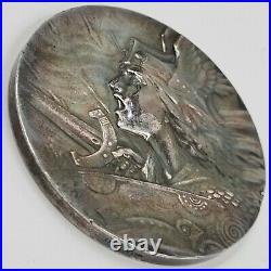 Art nouveau Gallia 1910 médaille signé MORLON Argent 1er titre sterling Silver