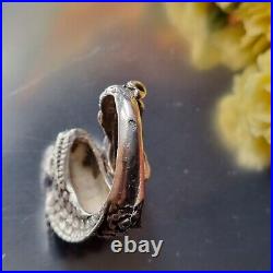 Bague Serpent Cobra artisan Style Art Nouveau argent 925 poinçonnée Taille 56