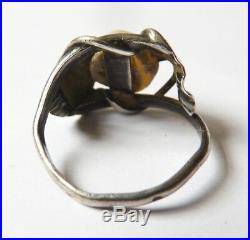Bague anneau argent massif signé DUMONT silver ring Art Nouveau 1900