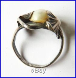 Bague anneau argent massif signé DUMONT silver ring Art Nouveau 1900