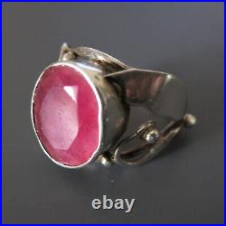 Bague art nouveau argent massif Rubis rose Taille 53 = SILVER RING with RUBY