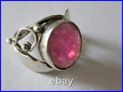 Bague art nouveau argent massif Rubis rose Taille 53 = SILVER RING with RUBY