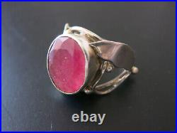 Bague art nouveau argent massif Rubis rose Taille 53 = SILVER RING with RUBY