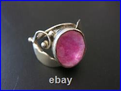 Bague art nouveau argent massif Rubis rose Taille 53 = SILVER RING with RUBY