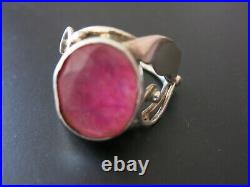 Bague art nouveau argent massif Rubis rose Taille 53 = SILVER RING with RUBY