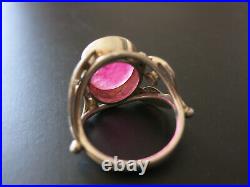 Bague art nouveau argent massif Rubis rose Taille 53 = SILVER RING with RUBY