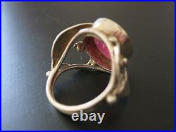 Bague art nouveau argent massif Rubis rose Taille 53 = SILVER RING with RUBY