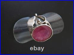 Bague art nouveau argent massif Rubis rose Taille 53 = SILVER RING with RUBY