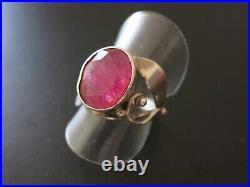 Bague art nouveau argent massif Rubis rose Taille 53 = SILVER RING with RUBY