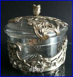 Boite cristal taillé baccarat art nouveau argent silver glass box jugendstil