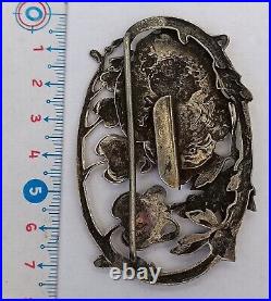 Boucle ceinture bijou ancien metal argente Art Nouveau antique silvered jewelry