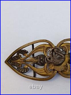 Boucle ceinture bijou ancien metal argente Art Nouveau antique silvered jewelry