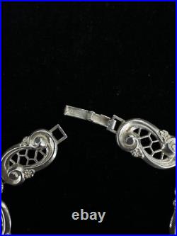 Bracelet En Argent Sterling Floral En Filigrane Art Nouveau 7,5