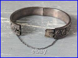 Bracelet jonc ancien argent massif 800 Art nouveau Old silver bracelet