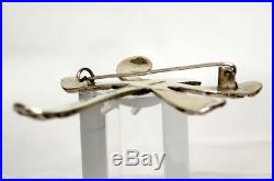 Broche Art Nouveau Argent Massif Libellule Fleurs Dragonfly Silver Brooch 11 Gr