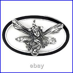 Broche De Style Art Nouveau Ari D. Norman London Argent 925 Émail Noir Zircons