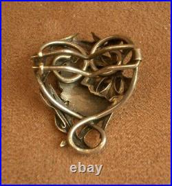 Broche Epingle A Foulard Ancienne Art Nouveau Metal Argenté Doré Decor De Femme