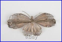 Broche Papillon Argent Filigrané 19ème siècle Art Nouveau Jugenstil Autriche