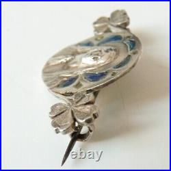 Broche argent + émail plique à jour silver enamel brooch Art Nouveau 1900 Vierge