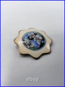 Broche argent massif émaillé décor floral Ole Nicolai Olberg Norvège Art Nouveau