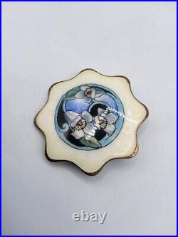 Broche argent massif émaillé décor floral Ole Nicolai Olberg Norvège Art Nouveau