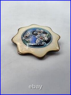 Broche argent massif émaillé décor floral Ole Nicolai Olberg Norvège Art Nouveau