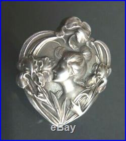 Broche art nouveau argent massif élégante femme brooch jugendstil silver 1900