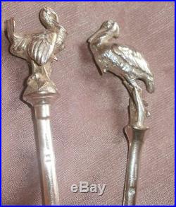 CAILAR BAYARD 2 brochettes / hâtelet bronze argenté Dindon & Héron Modèle RARE