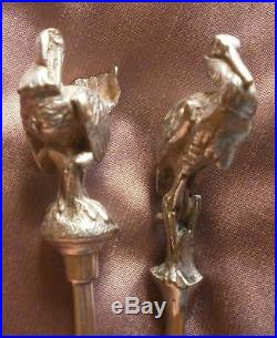 CAILAR BAYARD 2 brochettes / hâtelet bronze argenté Dindon & Héron Modèle RARE