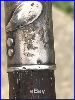 CANNE Ancienne Pommeau Argent ART NOUVEAU GUI Antique Walking Stick XX 1900