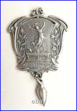 CHALLENGE HENIN Médaille ARGENT massif signé pendentif silver ART NOUVEAU