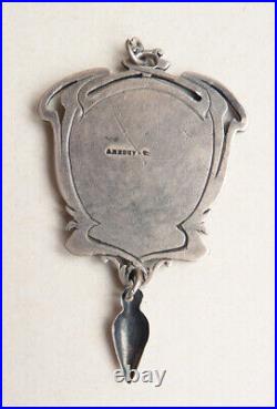 CHALLENGE HENIN Médaille ARGENT massif signé pendentif silver ART NOUVEAU
