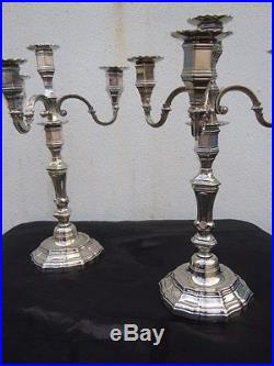 Candélabres bronze argenté flambeau régence époque 19ème