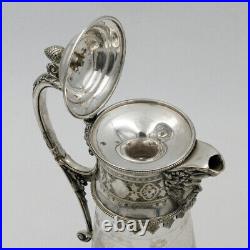 Carafe Art Nouveau, métal argenté et cristal, décor Bacchus, Fin XIXe siècle