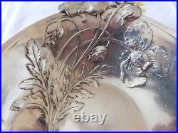 Christofle Gallia corbeille métal argenté décor de pavots art nouveau 1900/1937