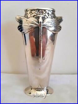 @@@ Christofle Vase Libellule Dragonfly Art Nouveau Metal Argente Tbe @@@