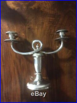 Christofle paire de chandeliers bougeoirs 2 feux en métal argenté, Galia