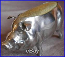 Cochon porte aiguilles argent massif WH SPARROW Sterling Silver Birmingham 1904