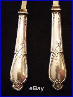 Couverts de Service à Glace Art Nouveau Argent Massif Silver Silber Jugendstil