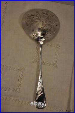 Cuillere A Service Argent Massif Art Nouveau Antique Solid Silver Serving Spoon