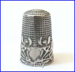 Dé à coudre argent massif ART NOUVEAU gui silver thimble mistletoe