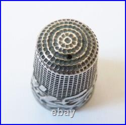 Dé à coudre argent massif ART NOUVEAU gui silver thimble mistletoe