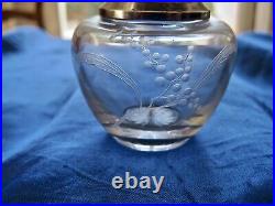 Encrier art nouveau mimosa argent vermeil cristal GRUAT L 1903