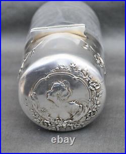 Flacon En Cristal En Argent Minerve Art Nouveau Jugendstil Silver Bottle Femme