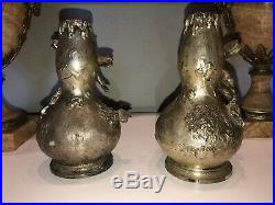 GARNIER JEAN Paire De Vases En Bronze Argente ART NOUVEAU